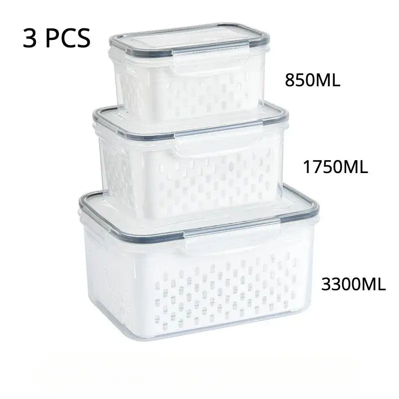 Fridge Storage Box with Drain Basket