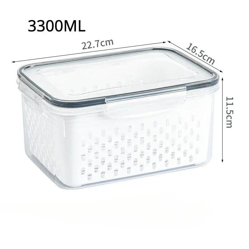 Fridge Storage Box with Drain Basket