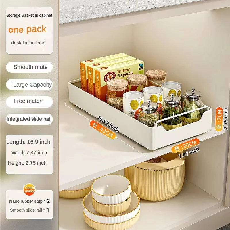 Pull-Out Kitchen Drawer Storage Rack