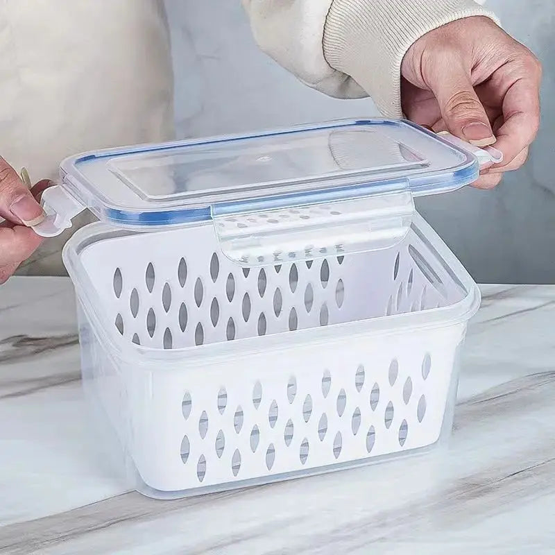 Fridge Storage Box with Drain Basket